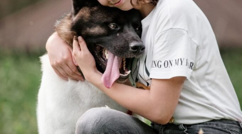 white pet with a girl