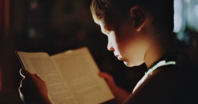 a boy reading book