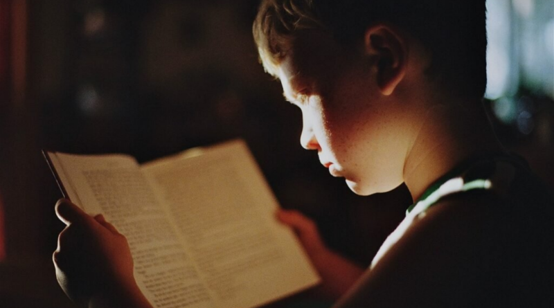 a boy reading book